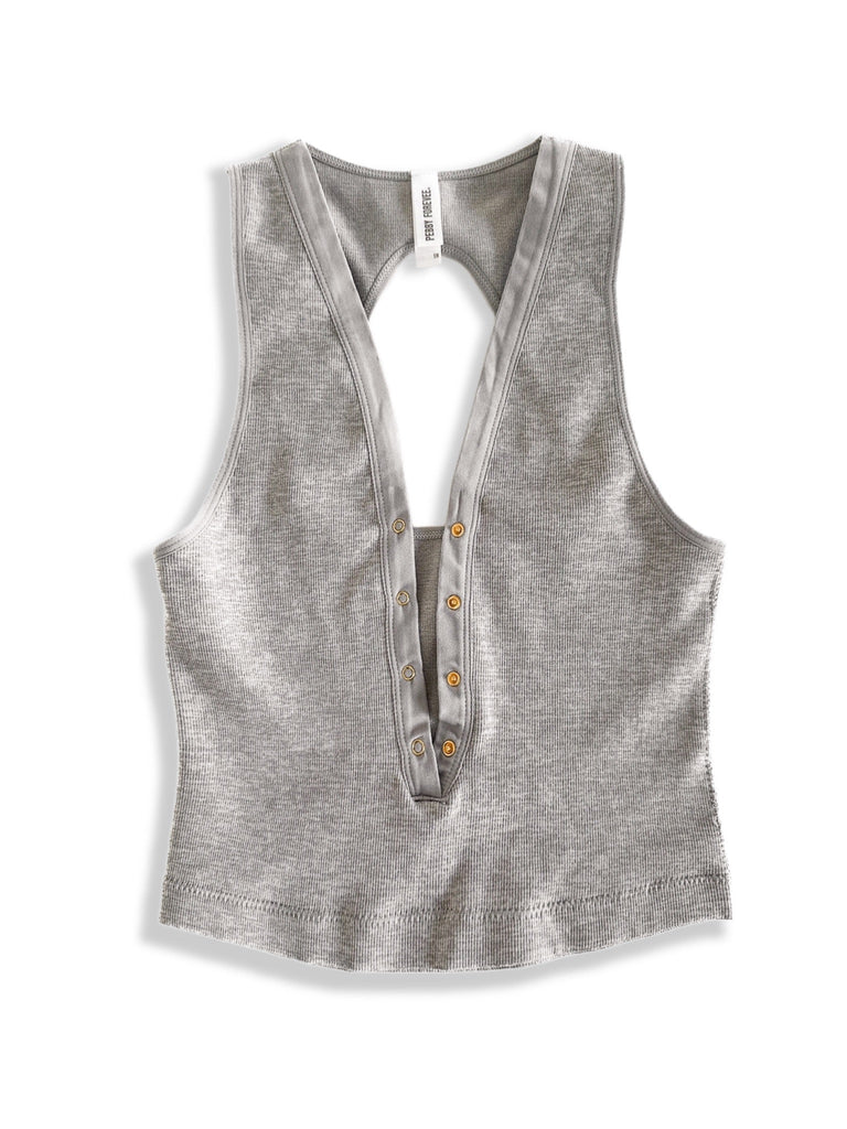 pebby forevee Tank Top OPEN BACK HENLEY TANK