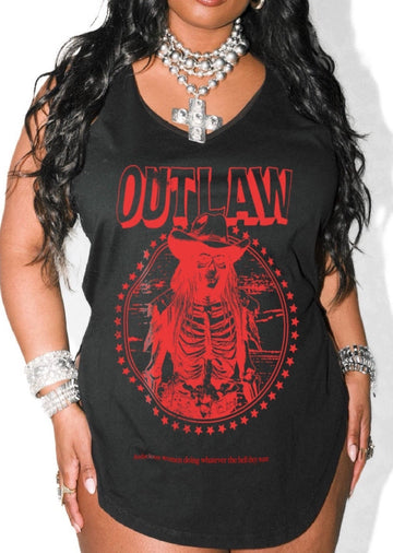 pebby forevee Tank Top OUTLAW WOMEN BOYFRIEND SIDE SLIT TANK