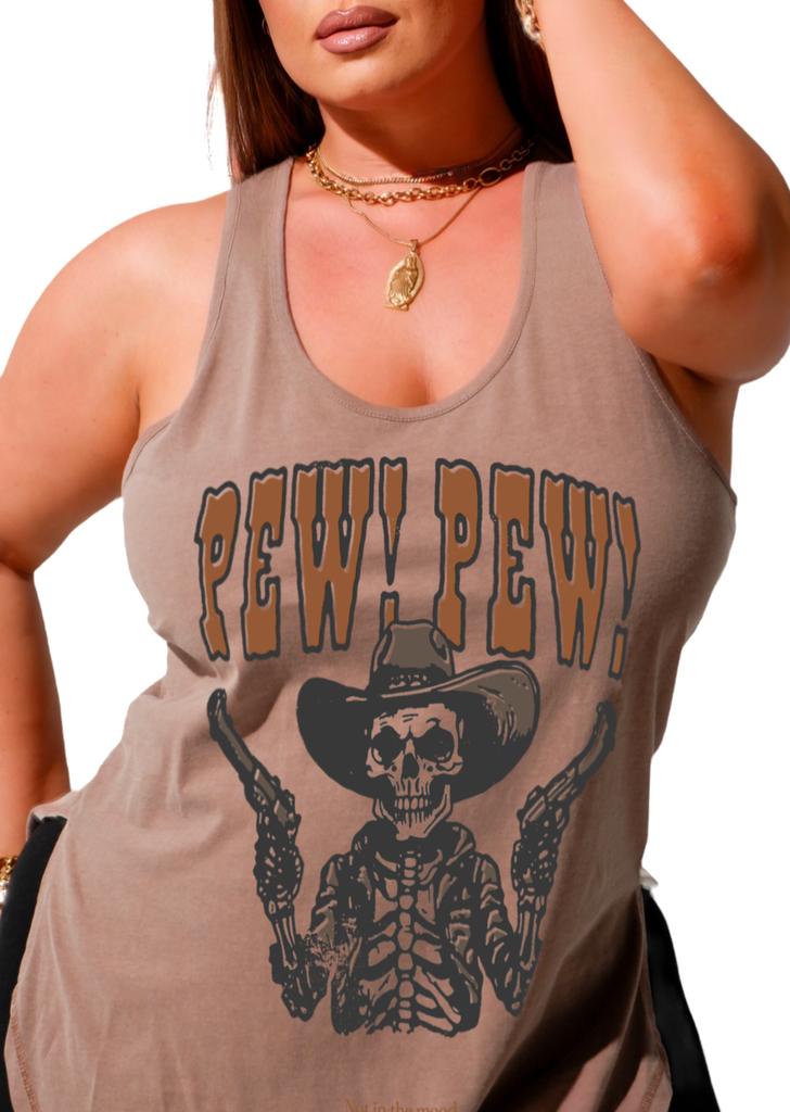 pebby forevee Tank Top PEW PEW NOT IN THE MOOD BOYFRIEND SIDE SLIT TANK