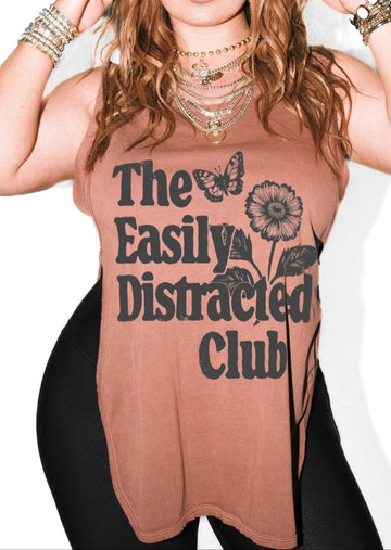pebby forevee Tank Top THE EASILY DISTRACTED CLUB HIGH HOPES OVERSIZED SIDE SLIT TANK