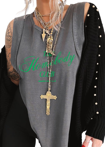 pebby forevee Tank Top THE HOMEBODY CLUB HIGH HOPES OVERSIZED SIDE SLIT TANK