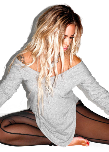 pebby forevee V-Neck Long Sleeve Top LONG SLEEVE V-NECK SIDE SLIT TOP