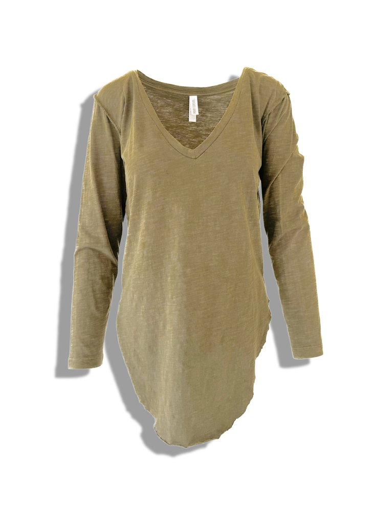 pebby forevee V-Neck Long Sleeve Top LONG SLEEVE V-NECK SIDE SLIT TOP