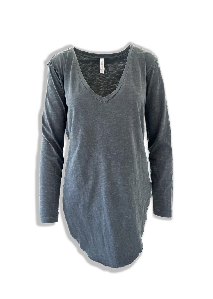 pebby forevee V-Neck Long Sleeve Top LONG SLEEVE V-NECK SIDE SLIT TOP