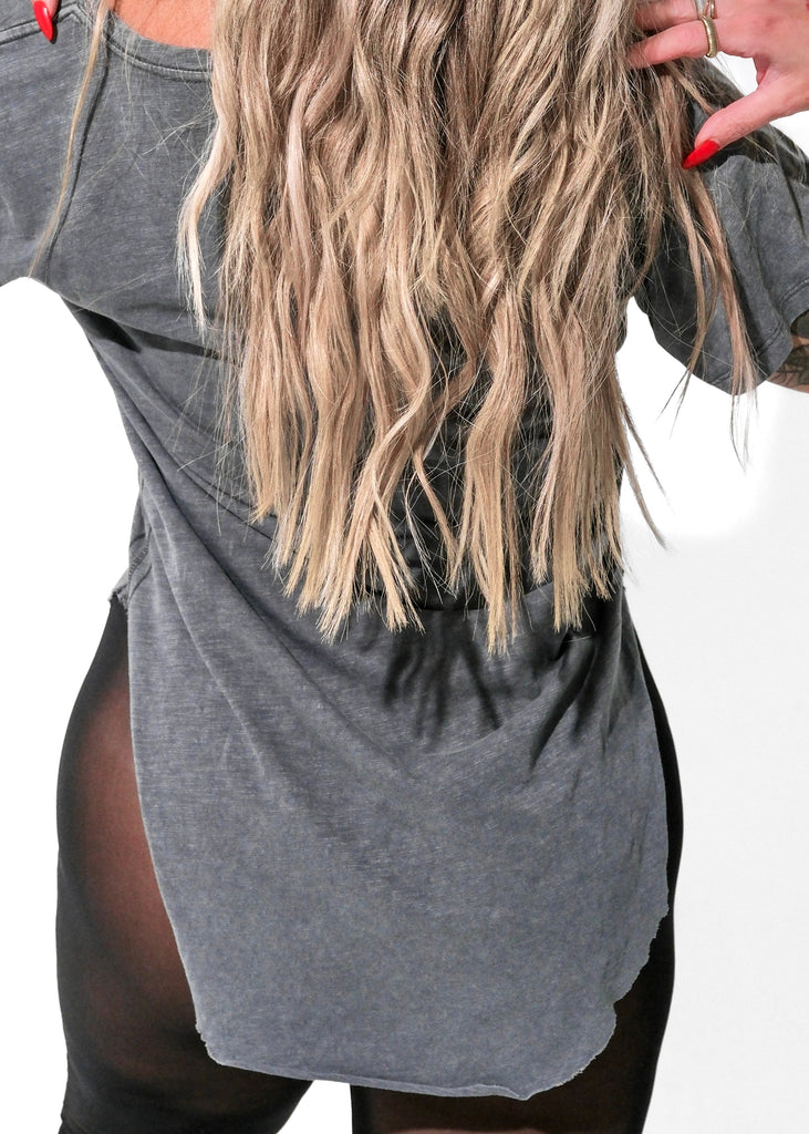 pebby forevee V-Neck Short Sleeve Top PREMIUM PLUNGE V-NECK SIDE SLIT TOP