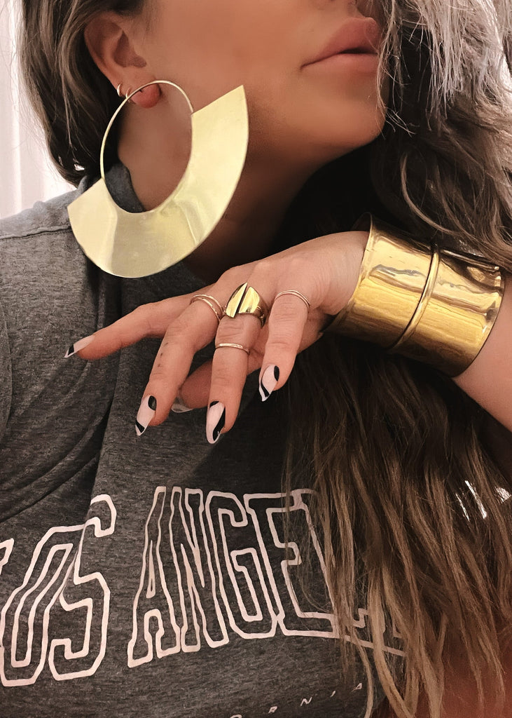 pebby forevee Earring Gold VERONA OVERSIZED STATEMENT EARRINGS (gold)