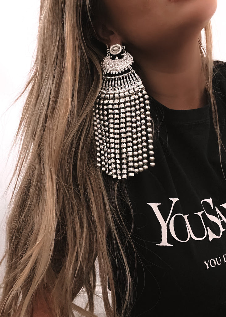 pebby forevee Earring Silver TYNETT OVERSIZED STATEMENT EARRINGS