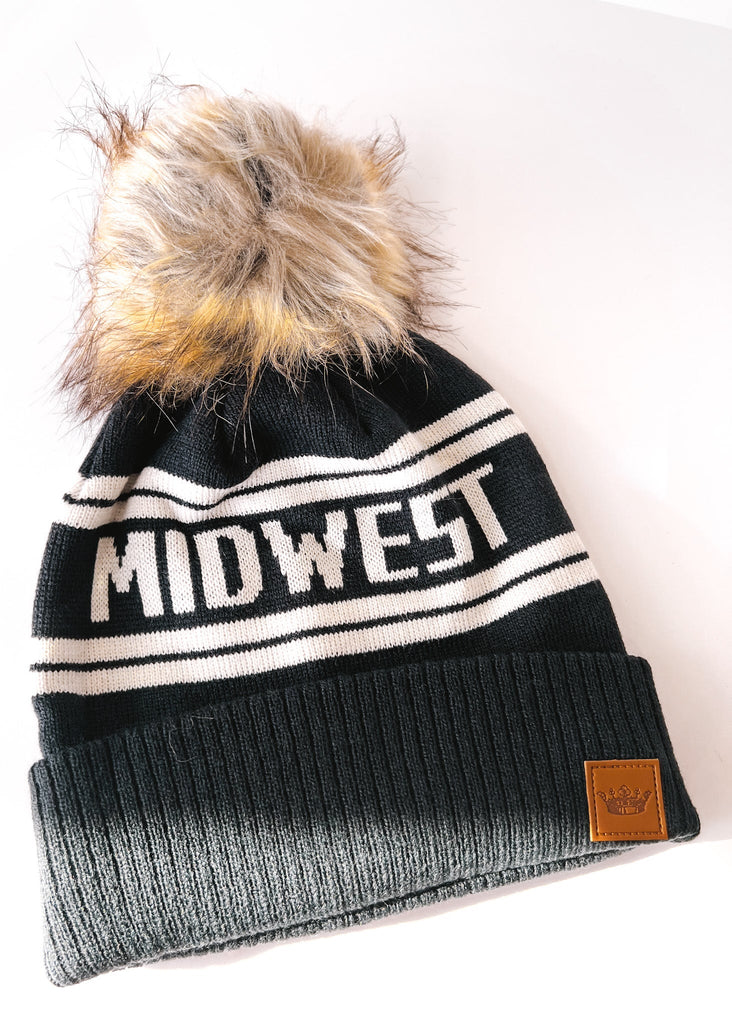 pebby forevee Hat Navy MIDWEST POM BEANIE