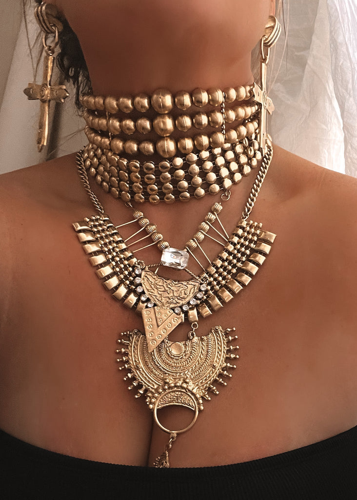 pebby forevee Necklace Burnished Gold THREE TIMES THE CHARM CHOKER NECKLACE- BEST SELLER!