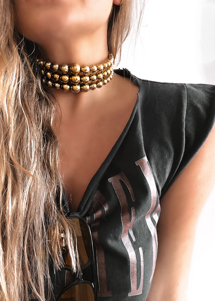 pebby forevee Necklace Burnished Gold THREE TIMES THE CHARM CHOKER NECKLACE- BEST SELLER!