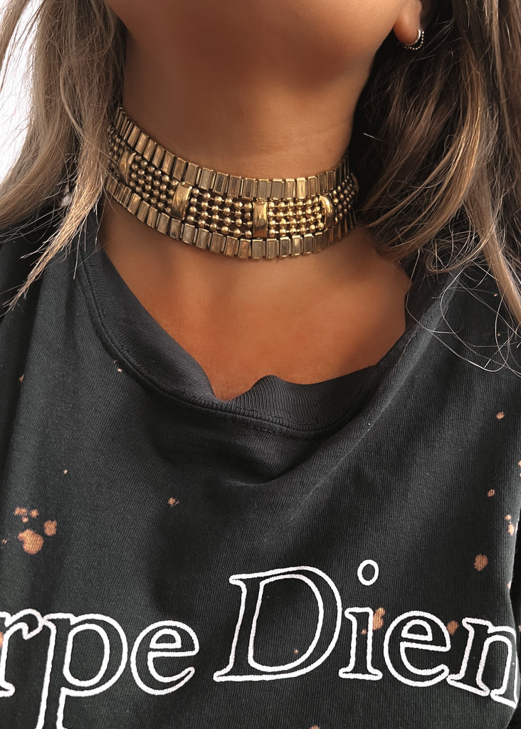 pebby forevee Necklace Gold CREDITED CHOKER NECKLACE