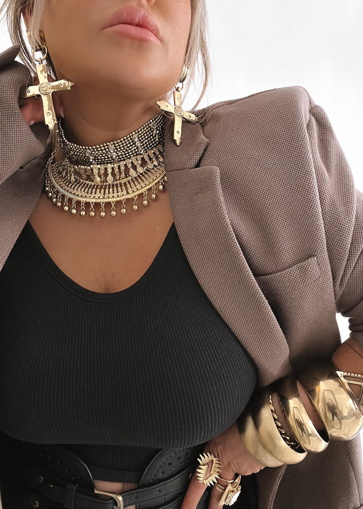 pebby forevee Necklace Gold ORENDA STATEMENT CHAIN NECKLACE (N030 - Gold)