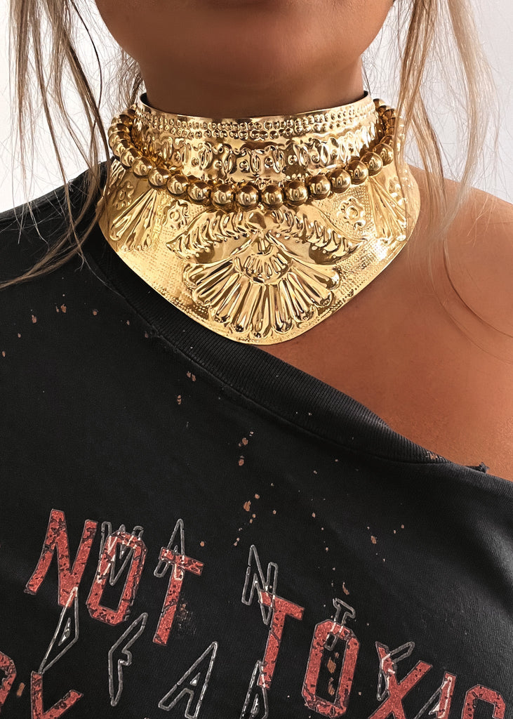 pebby forevee Necklace Gold STEADFAST STATEMENT CHOKER NECKLACE