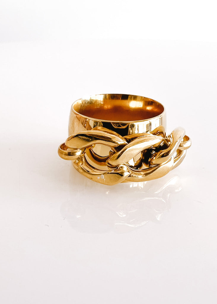 pebby forevee Ring 8 / Gold CURB WATER RESISTANT STATEMENT RING