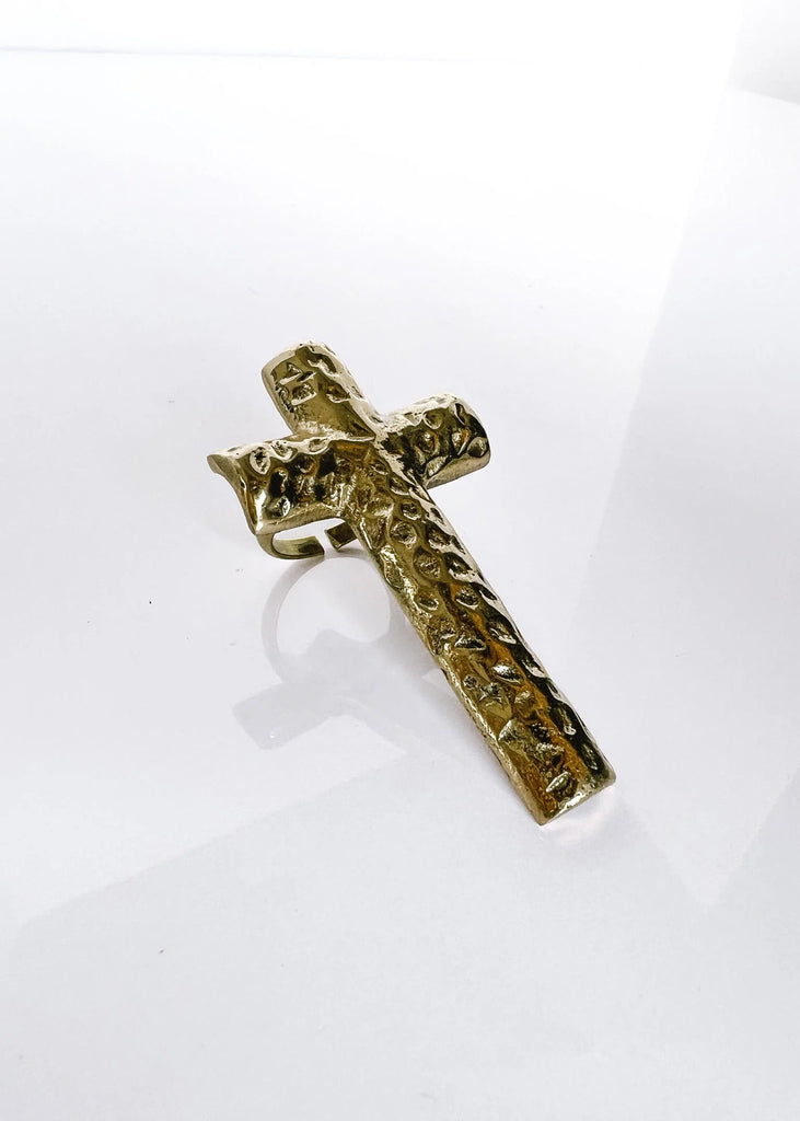 pebby forevee Ring Gold OVERSIZED CROSS STATEMENT RING (gold)