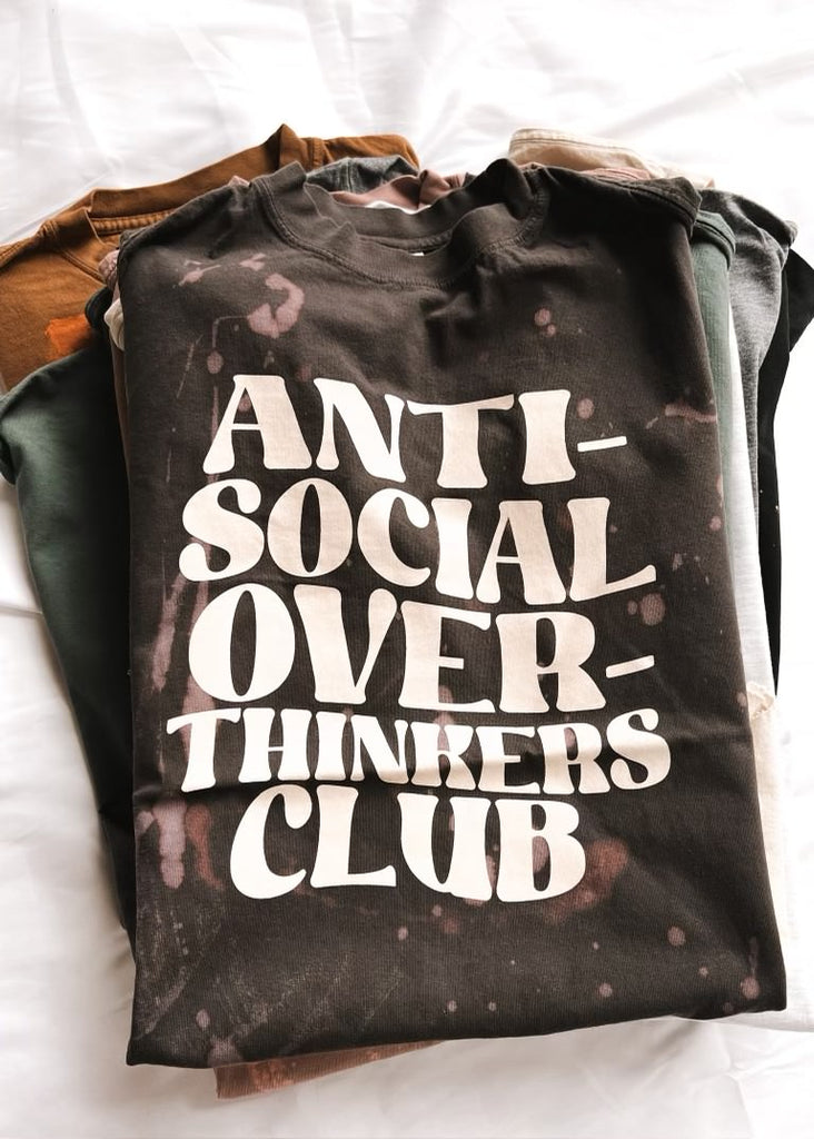 pebby forevee Side Slit Tee ANTISOCIAL OVERTHINKERS CLUB BLEACHED OUT SIDE SLIT TEE