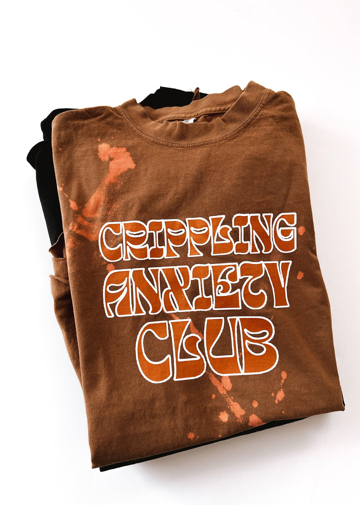 pebby forevee Side Slit Tee CRIPPLING ANXIETY CLUB BLEACHED OUT SIDE SLIT TEE