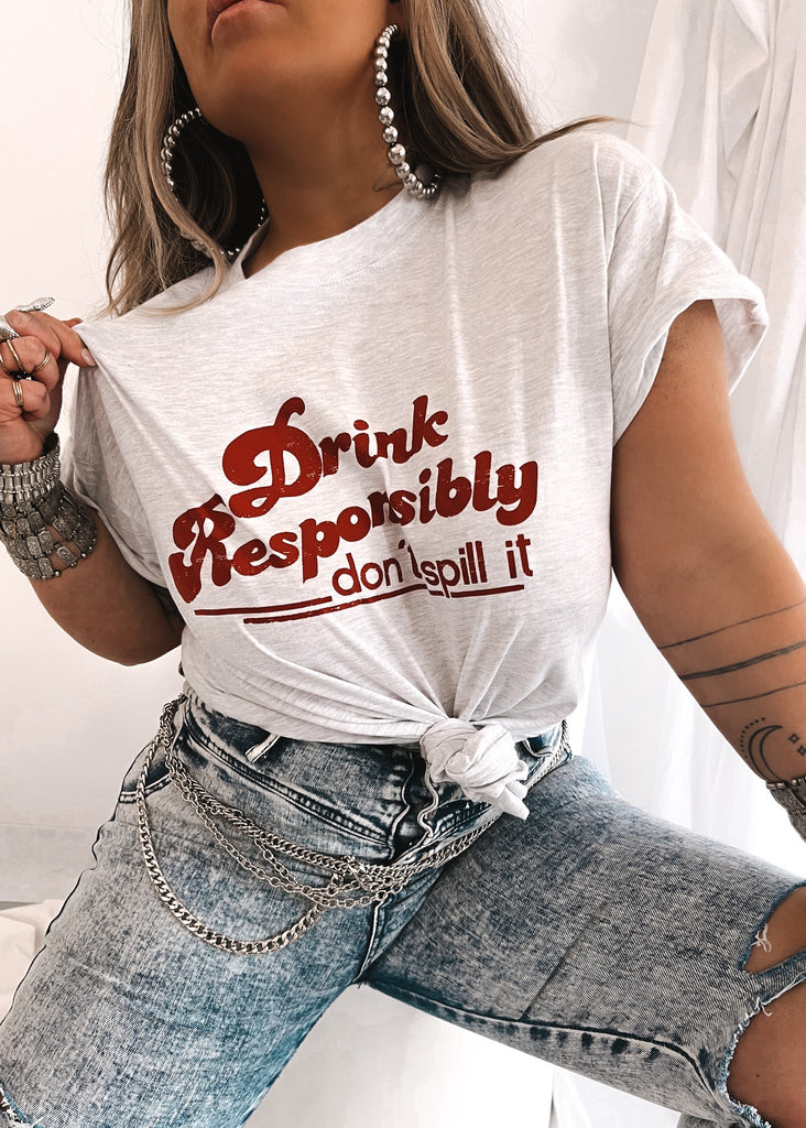 pebby forevee Side Slit Tee DRINK RESPONSIBLY SIDE SLIT TEE