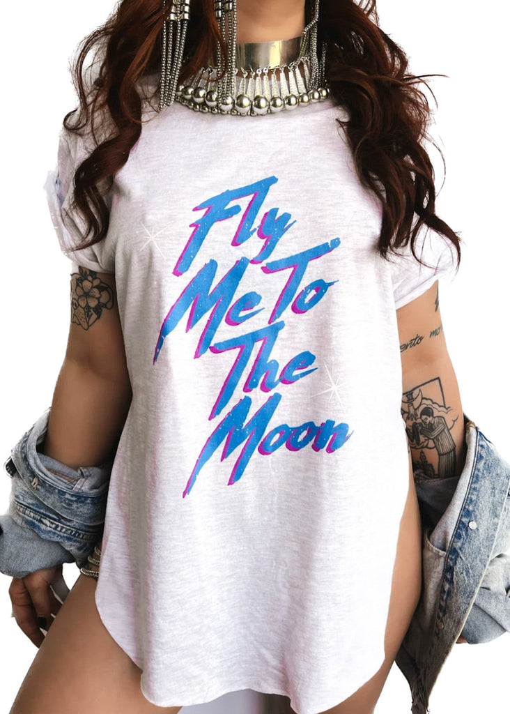 pebby forevee Side Slit Tee FLY ME TO THE MOON SIDE SLIT TEE