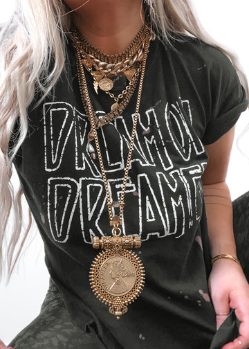 pebby forevee Side Slit Tee GYPSY DREAMER BLEACHED OUT SIDE SLIT WOMENS GRAPHIC TEE