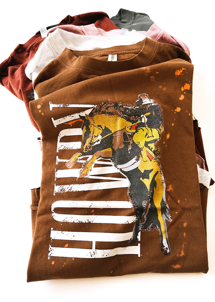 pebby forevee Side Slit Tee HOWDY COWBOY BLEACHED OUT SIDE SLIT TEE