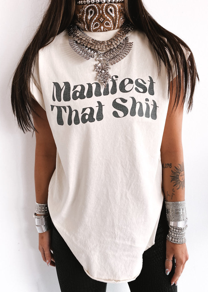 pebby forevee Side Slit Tee MANIFEST THAT SHIT SIDE SLIT TEE (IVORY)