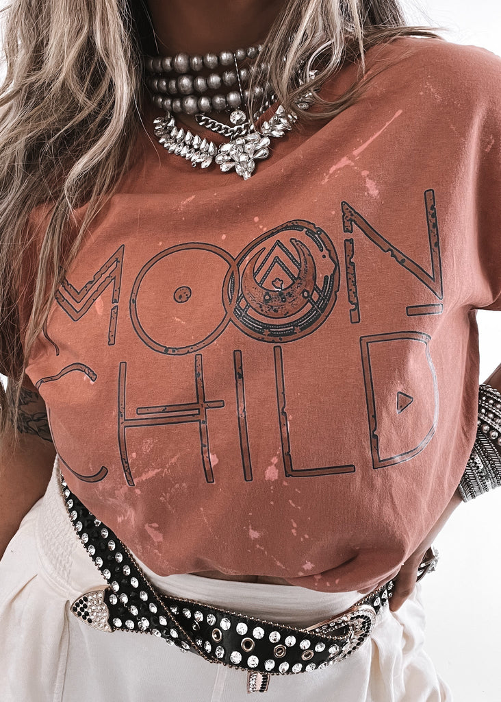 pebby forevee Side Slit Tee MOON CHILD BLEACHED OUT SIDE SLIT TEE