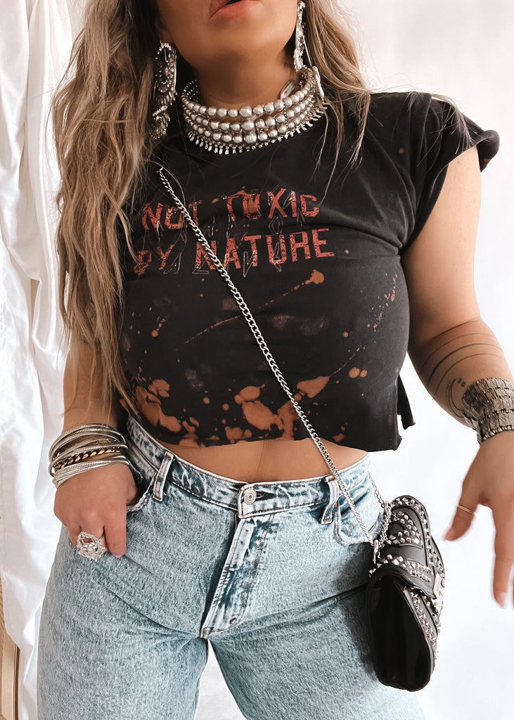 pebby forevee Side Slit Tee NOT TOXIC BY NATURE BLEACHED OUT SIDE SLIT TEE