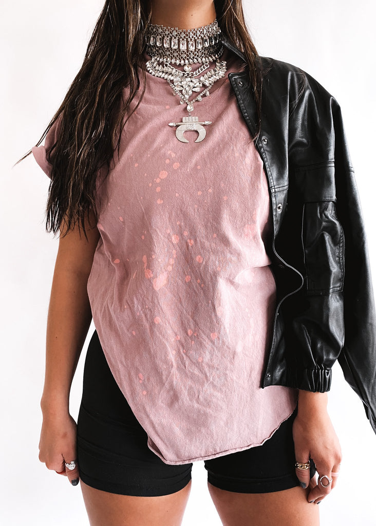 pebby forevee Side Slit Tee PEBBY BASICS BLEACHED OUT LILAC SIDE SLIT TEE