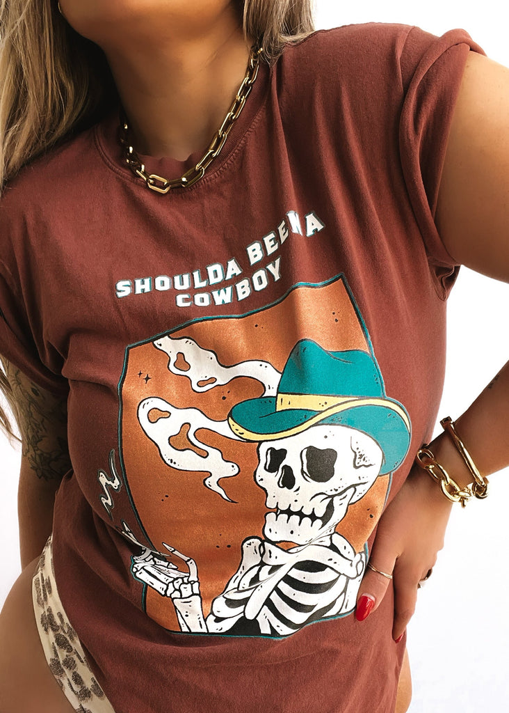 pebby forevee Side Slit Tee SKELETON COWBOY SIDE SLIT TEE