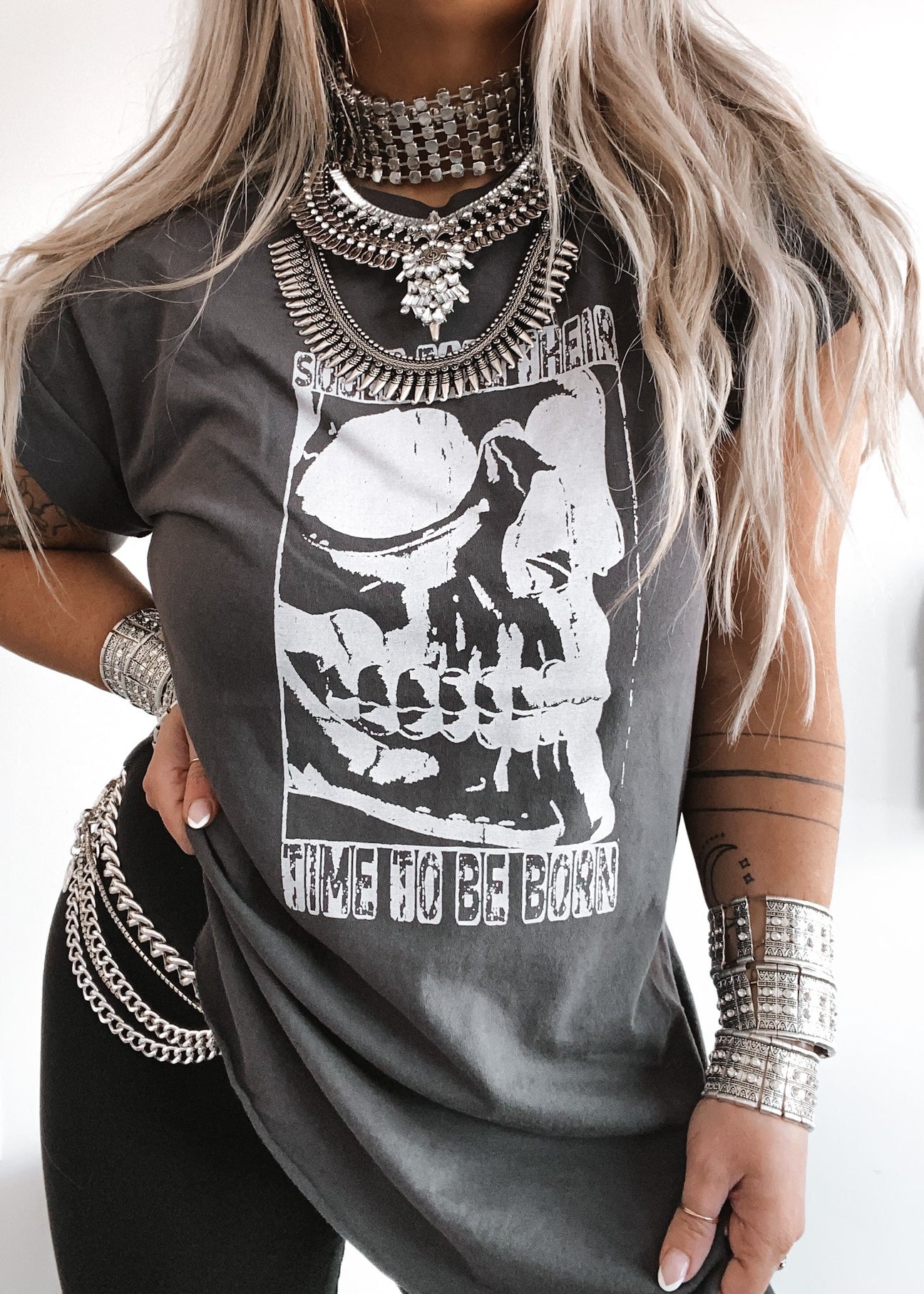 pebby forevee Side Slit Tee SOULS TAKE THEIR TIME TO BE BORN SIDE SLIT TEE