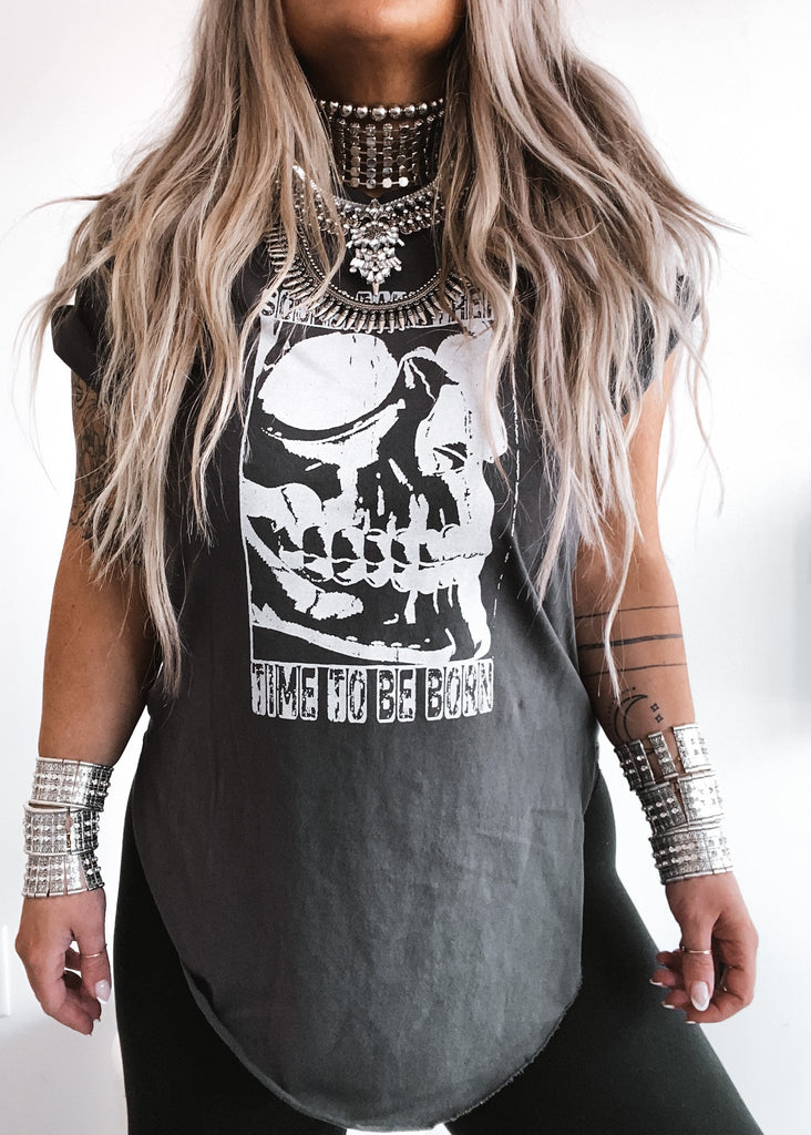 pebby forevee Side Slit Tee SOULS TAKE THEIR TIME TO BE BORN SIDE SLIT TEE